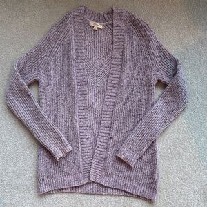 Chic Heathered Purple Cardigan Sweater
